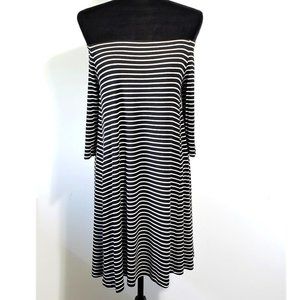 Old Navy Stripe Off The Shoulder Ribbed Dress